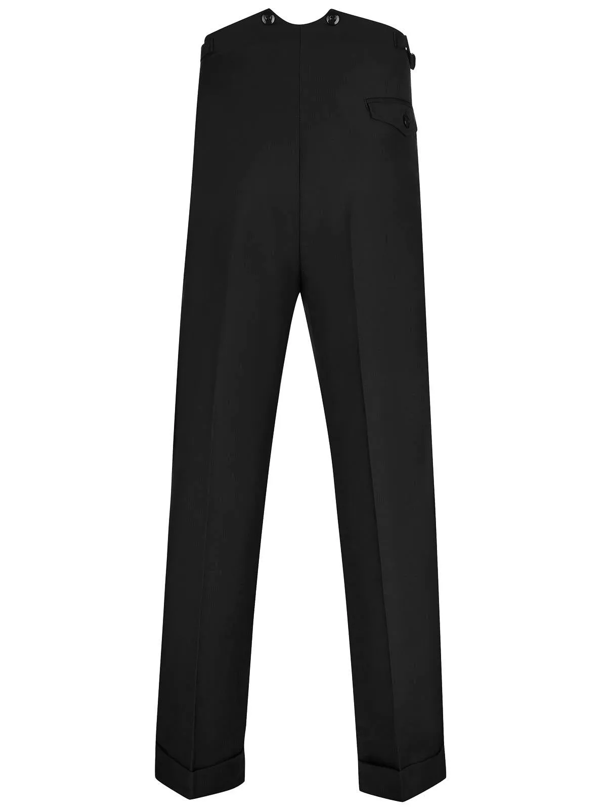 1940s Vintage Harry Fishtail Back Trousers in Black