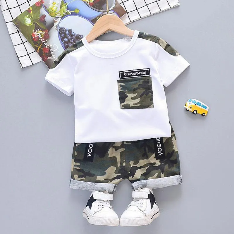 2-piece Camouflage T-shirt & Shorts for Toddler Boy Children's Clothing Wholesale