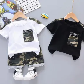 2-piece Camouflage T-shirt & Shorts for Toddler Boy Children's Clothing Wholesale