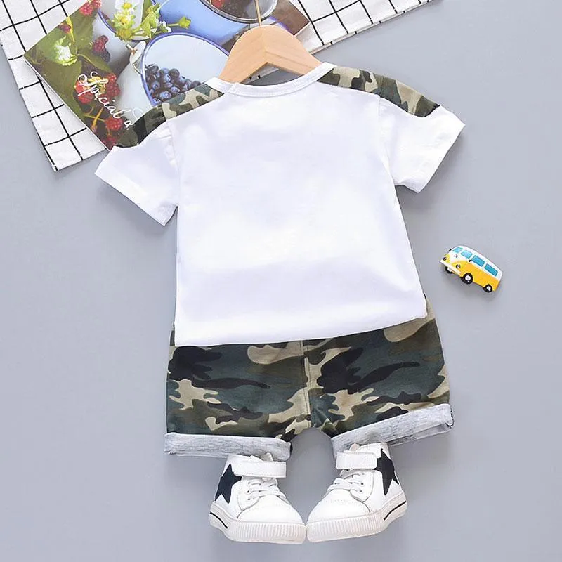 2-piece Camouflage T-shirt & Shorts for Toddler Boy Children's Clothing Wholesale