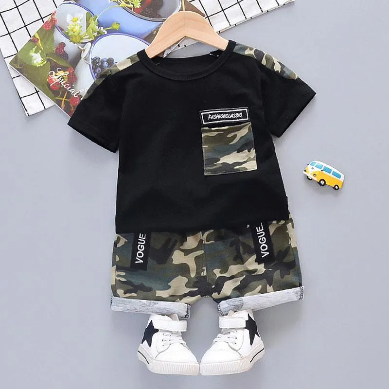 2-piece Camouflage T-shirt & Shorts for Toddler Boy Children's Clothing Wholesale