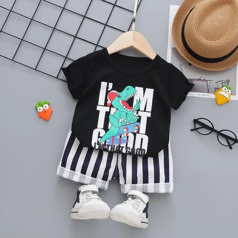 2-piece Cartoon Design T-shirt & Shorts for Children Boy