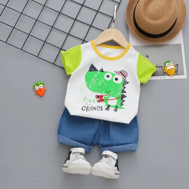 2-piece Cartoon Design T-shirt & Shorts for Toddler Boy Wholesale children's clothing