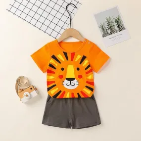 2-piece Lion Pattern T-shirt & Shorts for Baby Boy