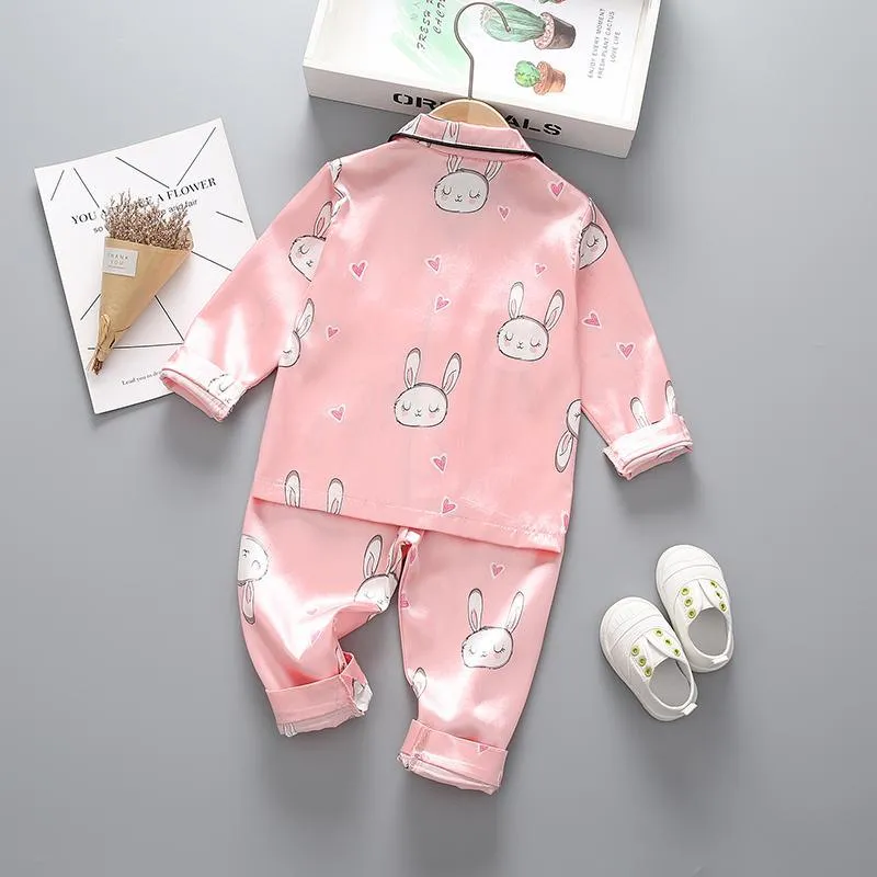 2-piece Rabbit Pattern Pajamas for Toddler Girl Children's clothing wholesale