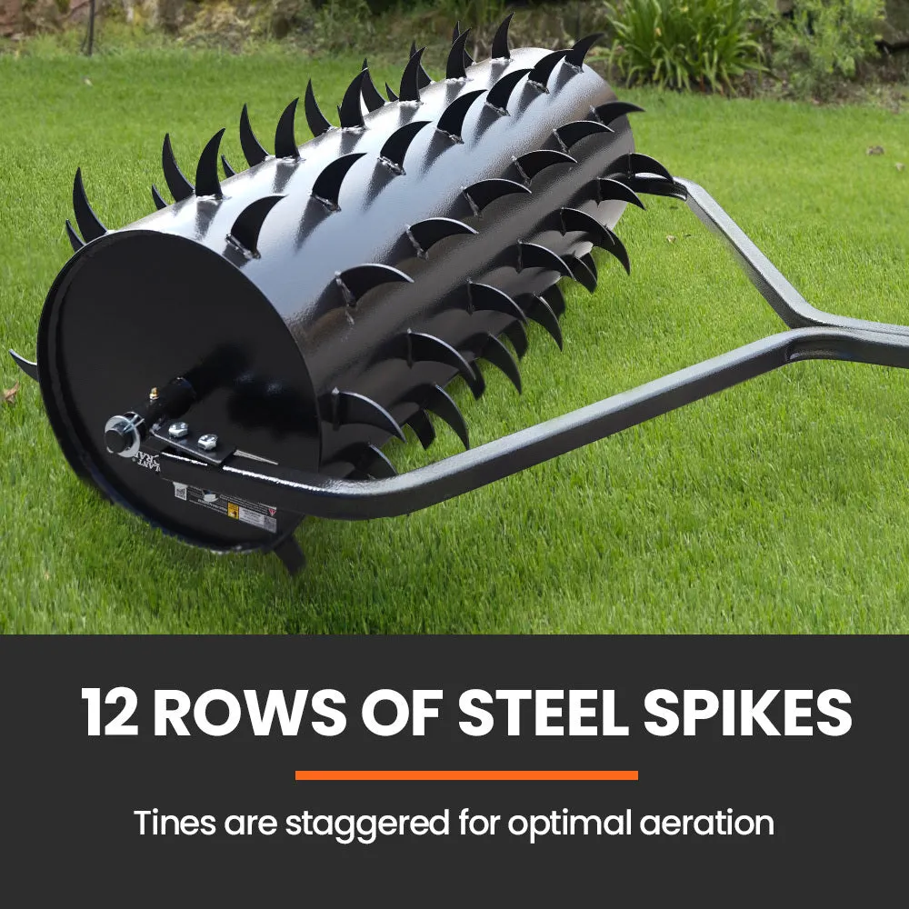 36" Tow-Behind Steel Lawn Roller Spike Aerator, 78 Spikes