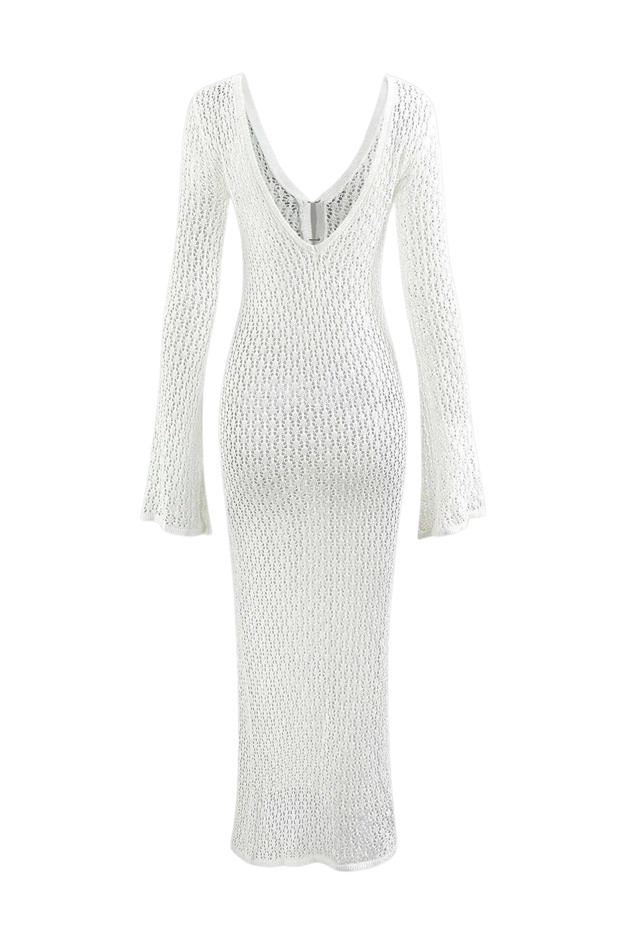 A&A V neck Flare Long sleeved Knitted Maxi Dress