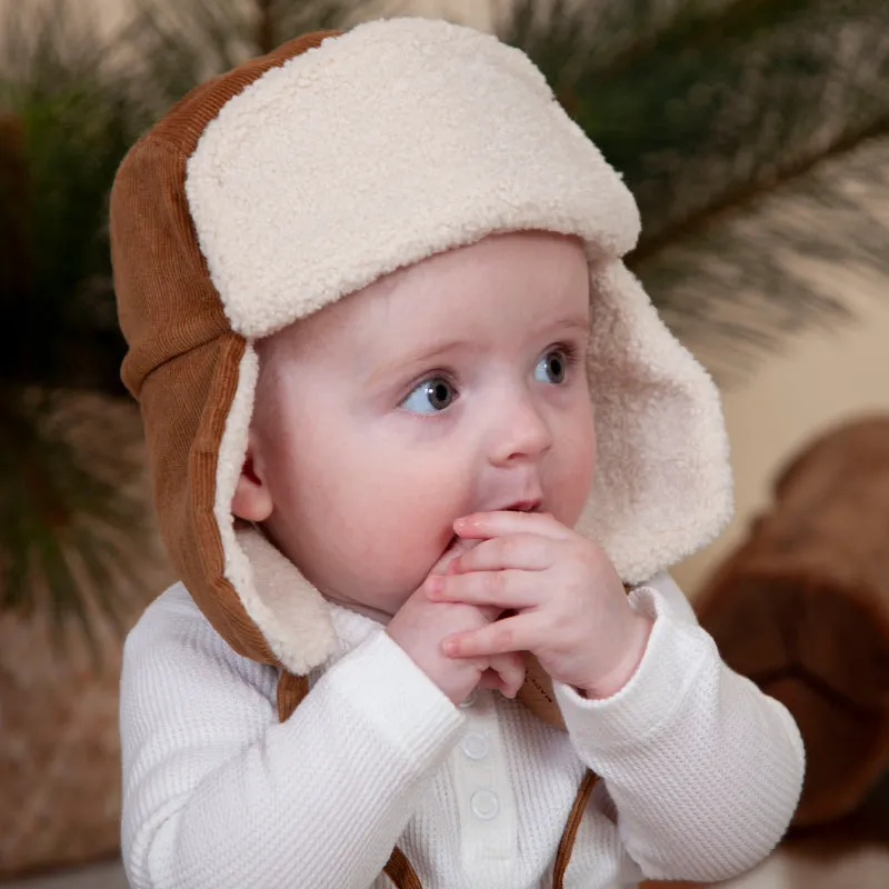 Acorn Aviator Cord Beanie - Chestnut