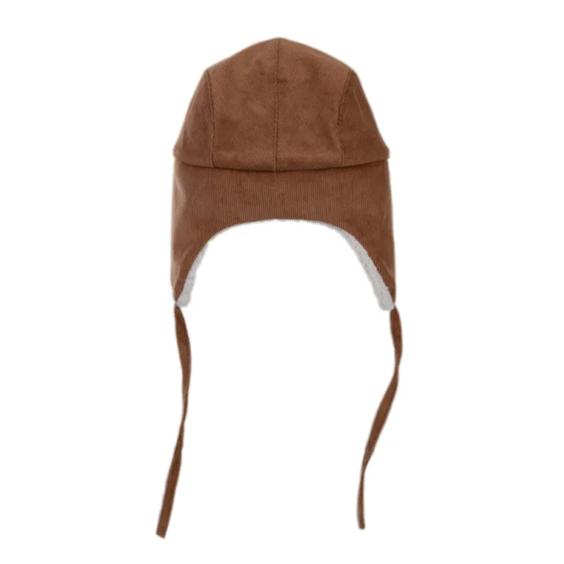 Acorn Aviator Cord Beanie - Chestnut