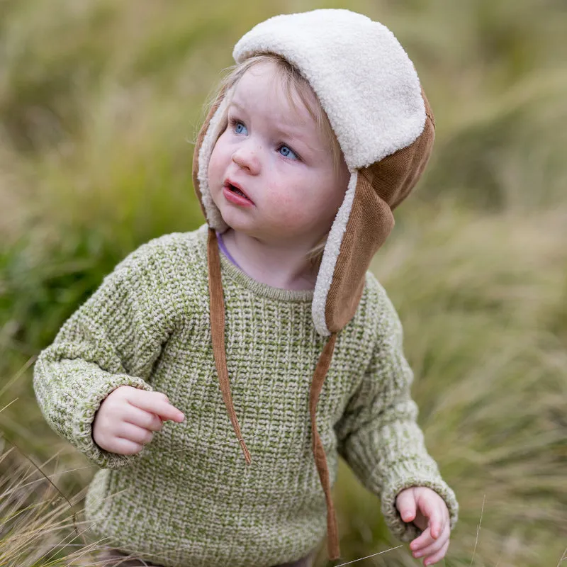 Acorn Aviator Cord Beanie - Chestnut