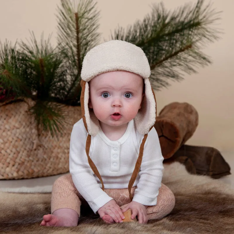 Acorn Aviator Cord Beanie - Chestnut