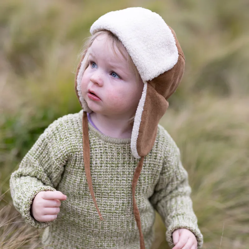 Acorn Aviator Cord Beanie - Chestnut