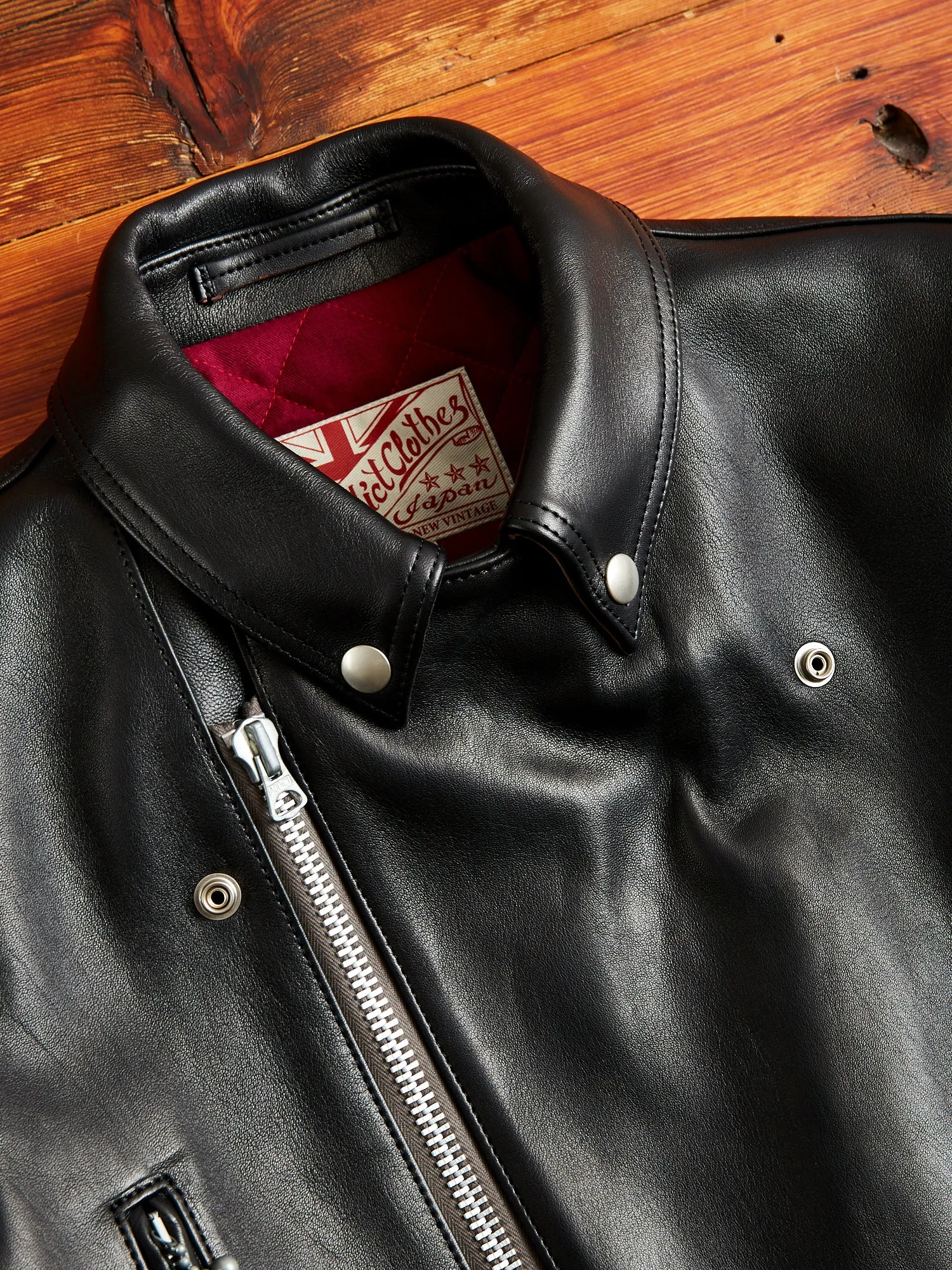 AD-02 Sheepskin Leather Double Riders Jacket in Black