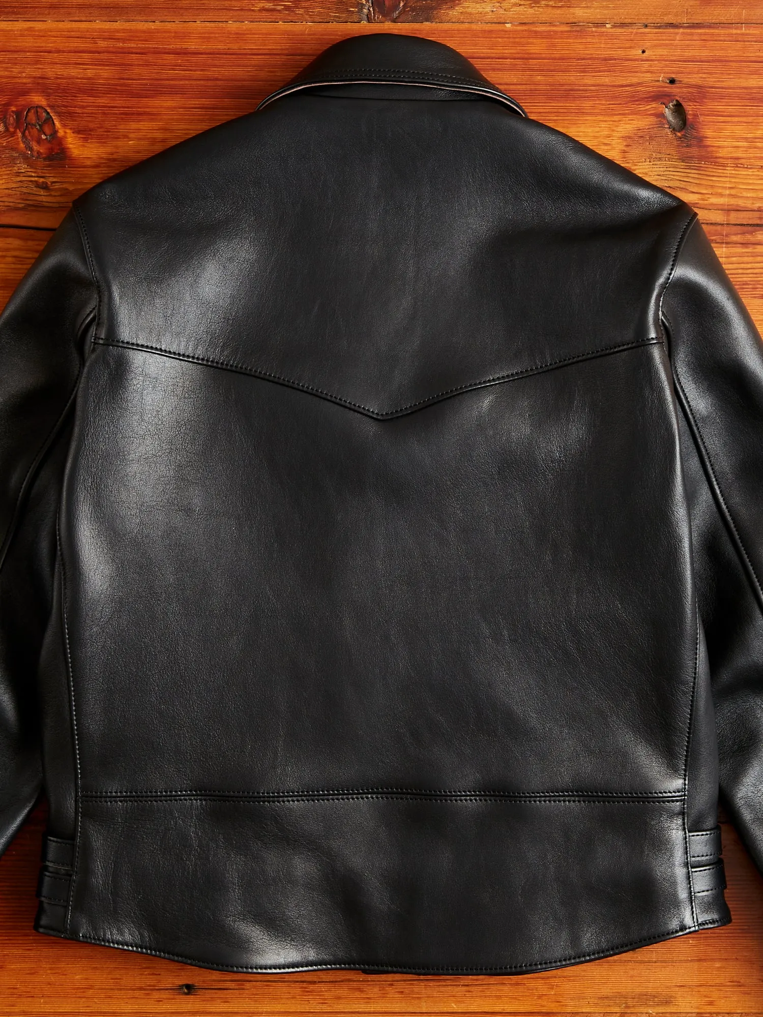 AD-02 Sheepskin Leather Double Riders Jacket in Black