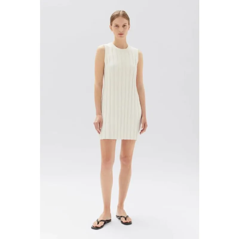 Alana Knit Rib Mini Dress | Antique White