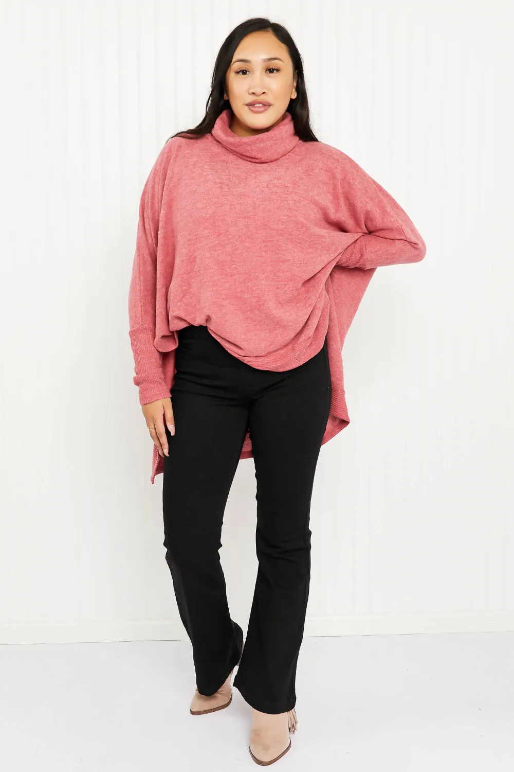 *App Exclusive* Love and Cuddles Cowl Neck Poncho Sweater