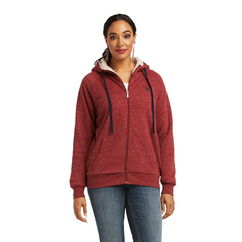 Ariat Women's Real Sherpa Full Zip Rhubarb Hoodie