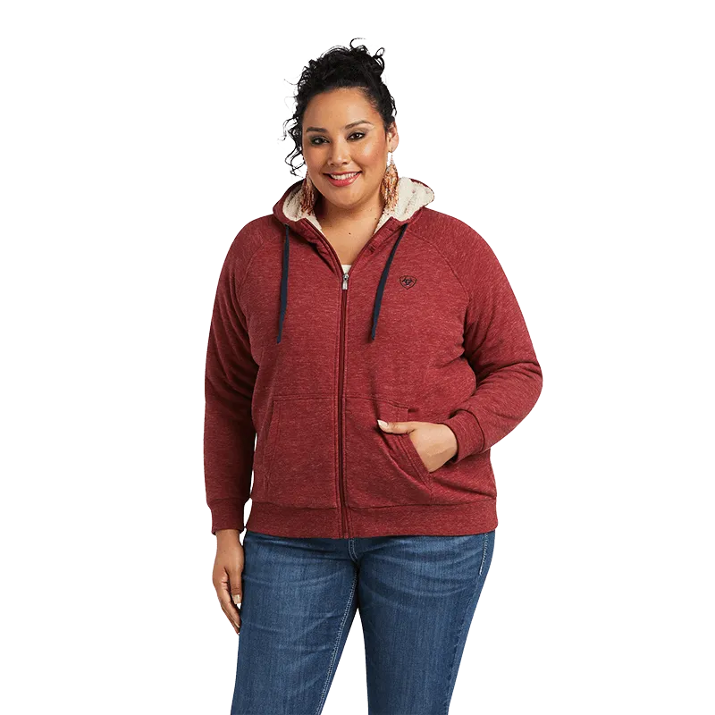 Ariat Women's Real Sherpa Full Zip Rhubarb Hoodie