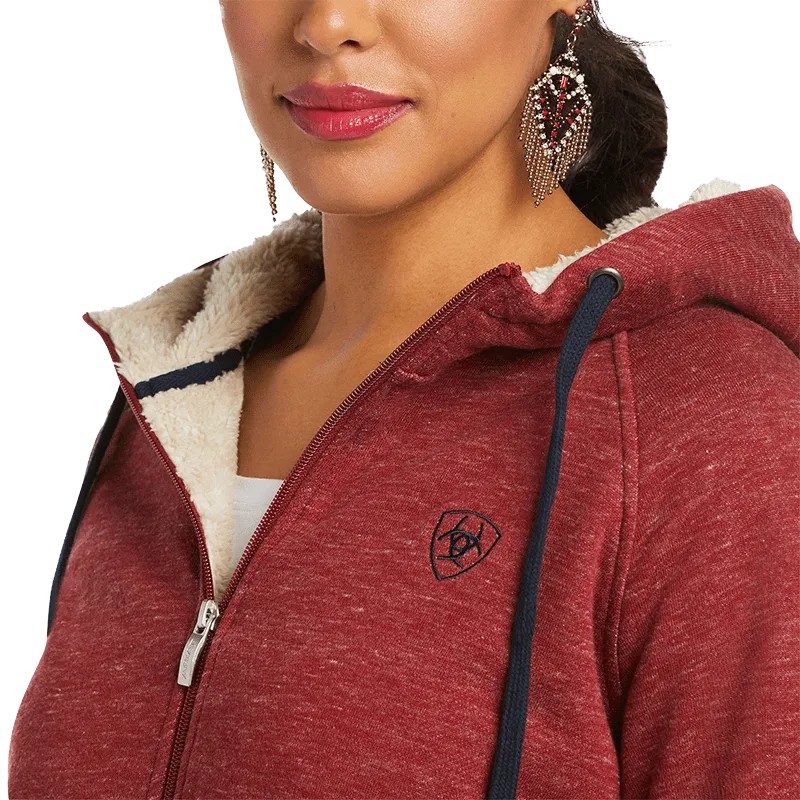 Ariat Women's Real Sherpa Full Zip Rhubarb Hoodie