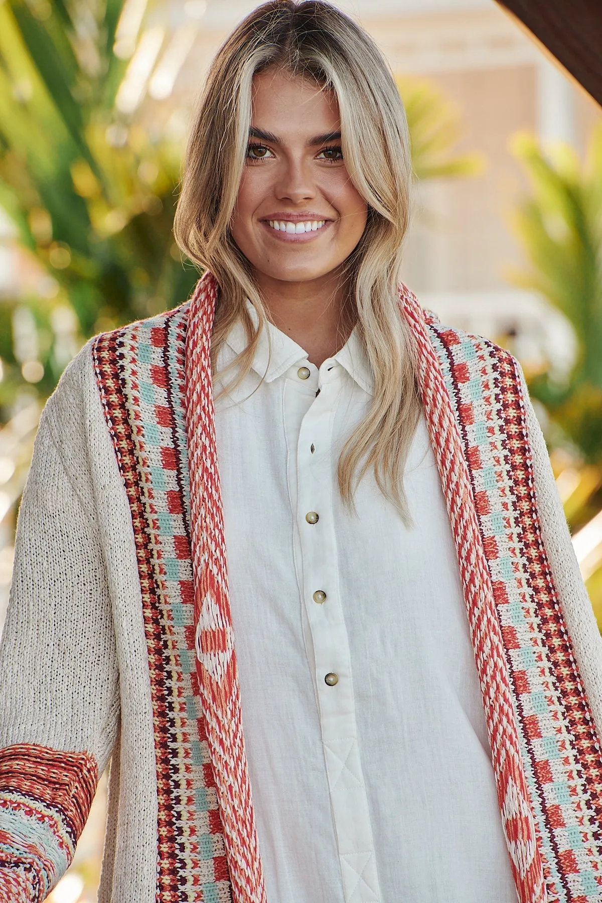 Asher Cardigan - Cream/Orange