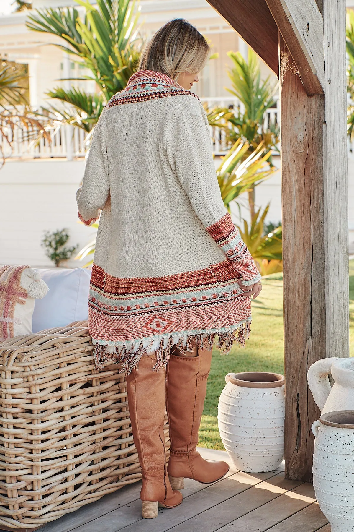 Asher Cardigan - Cream/Orange