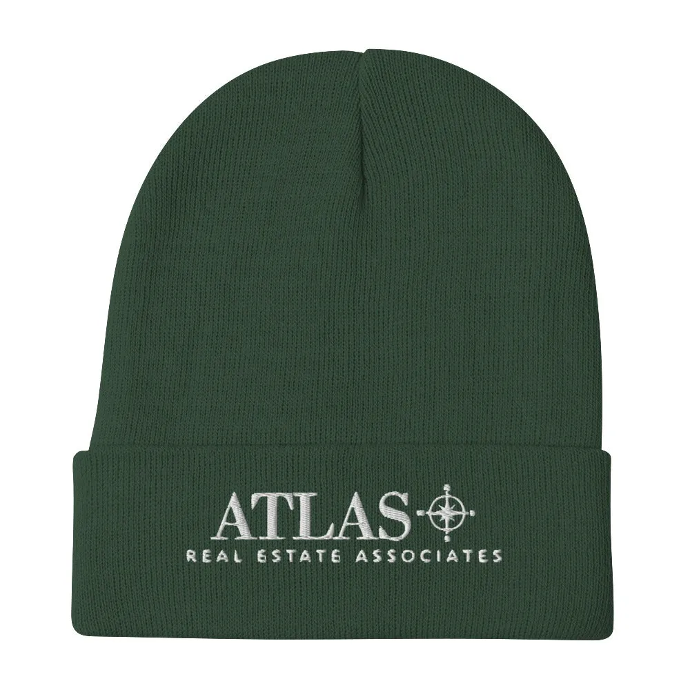 Atlas White Embroidered Beanie