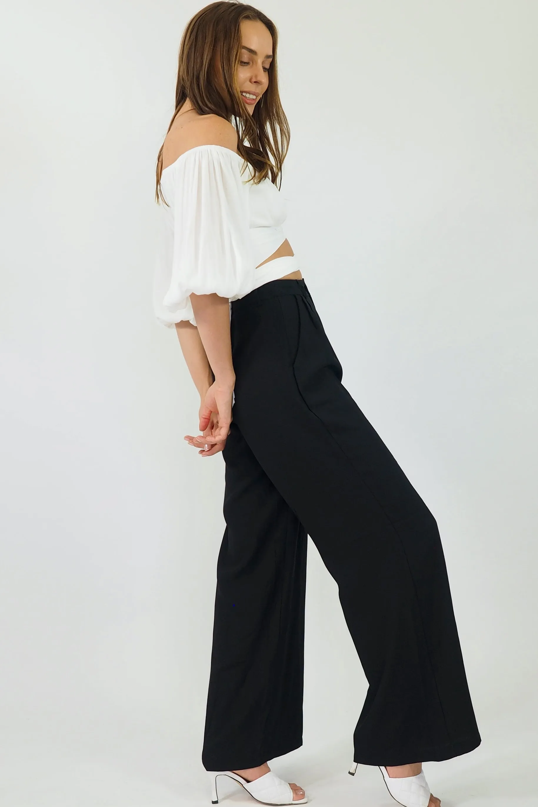 Audrey Wide Leg Pants - Black