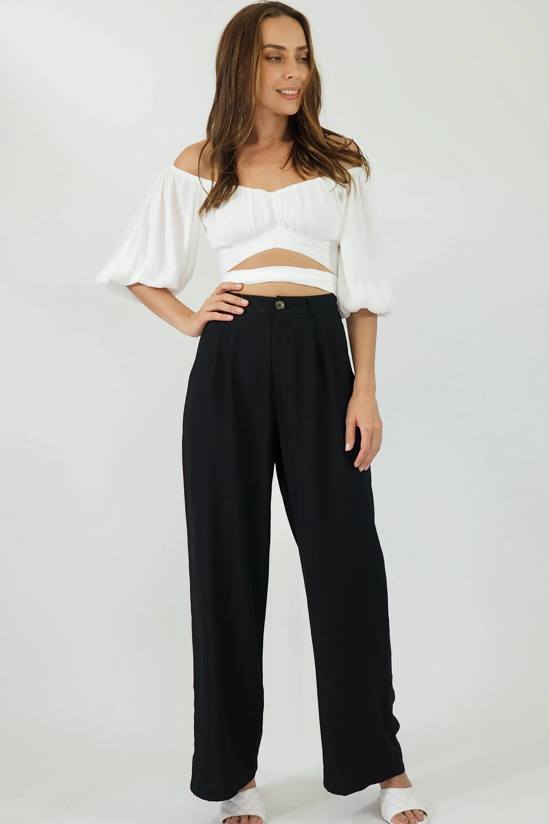 Audrey Wide Leg Pants - Black