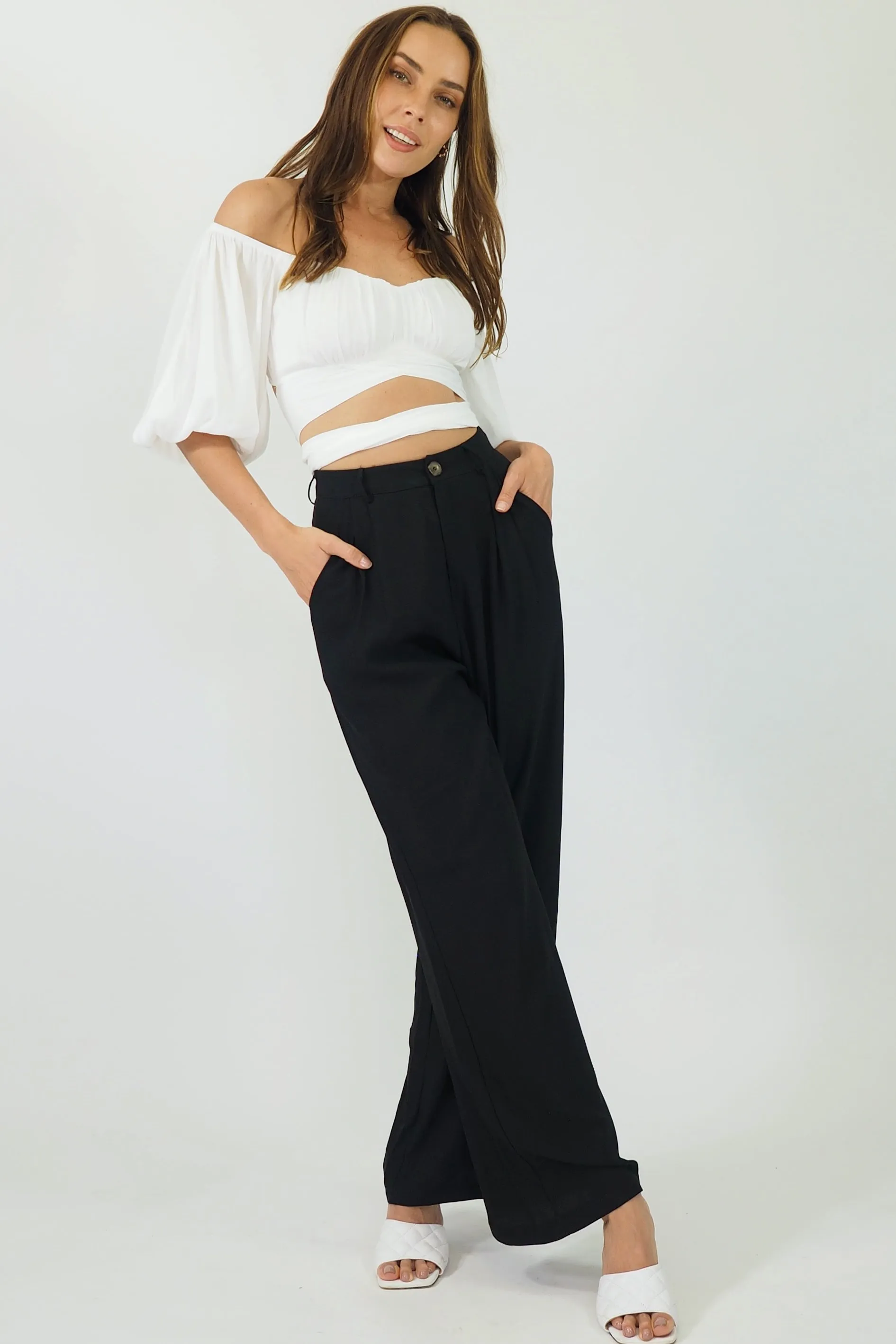 Audrey Wide Leg Pants - Black