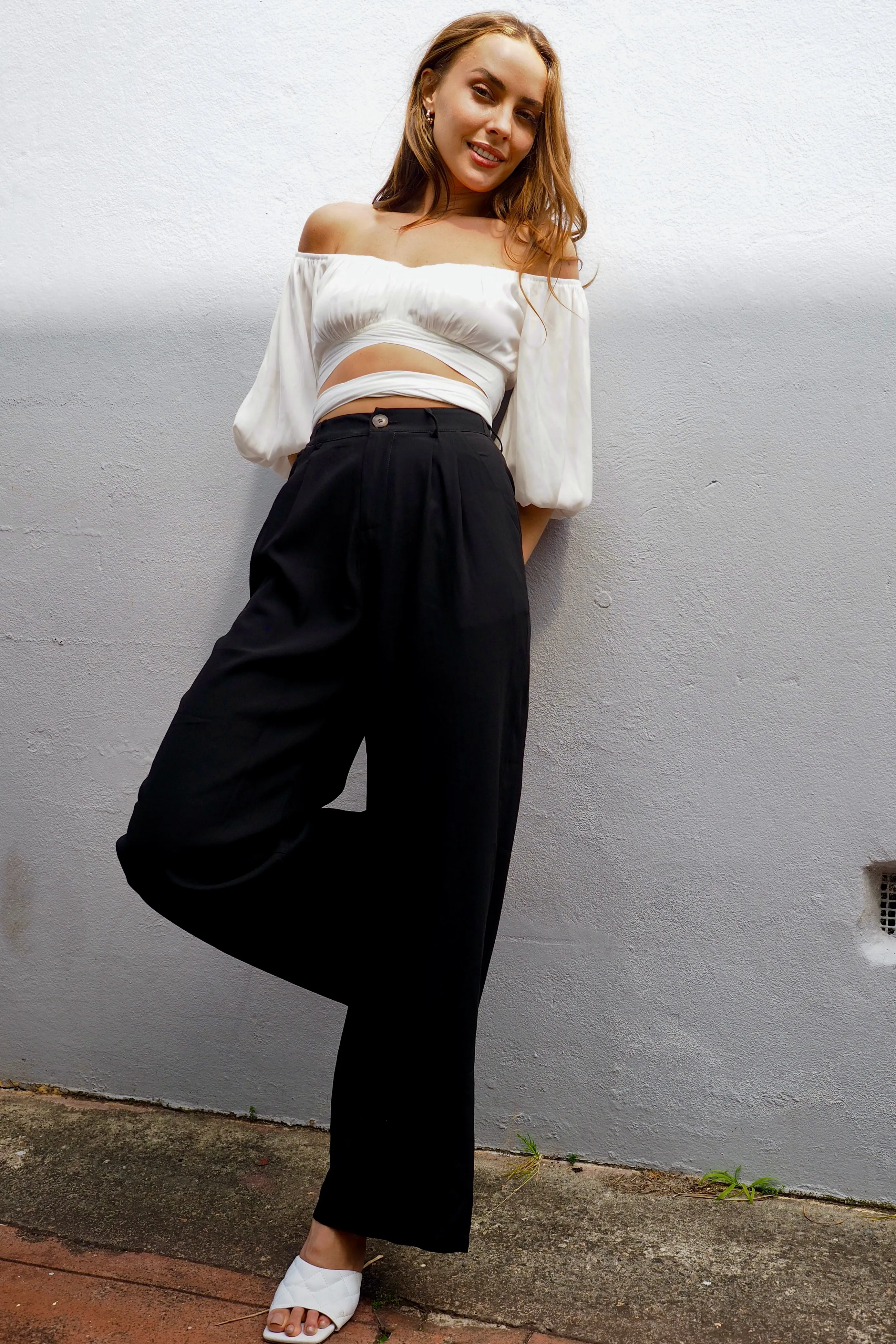 Audrey Wide Leg Pants - Black