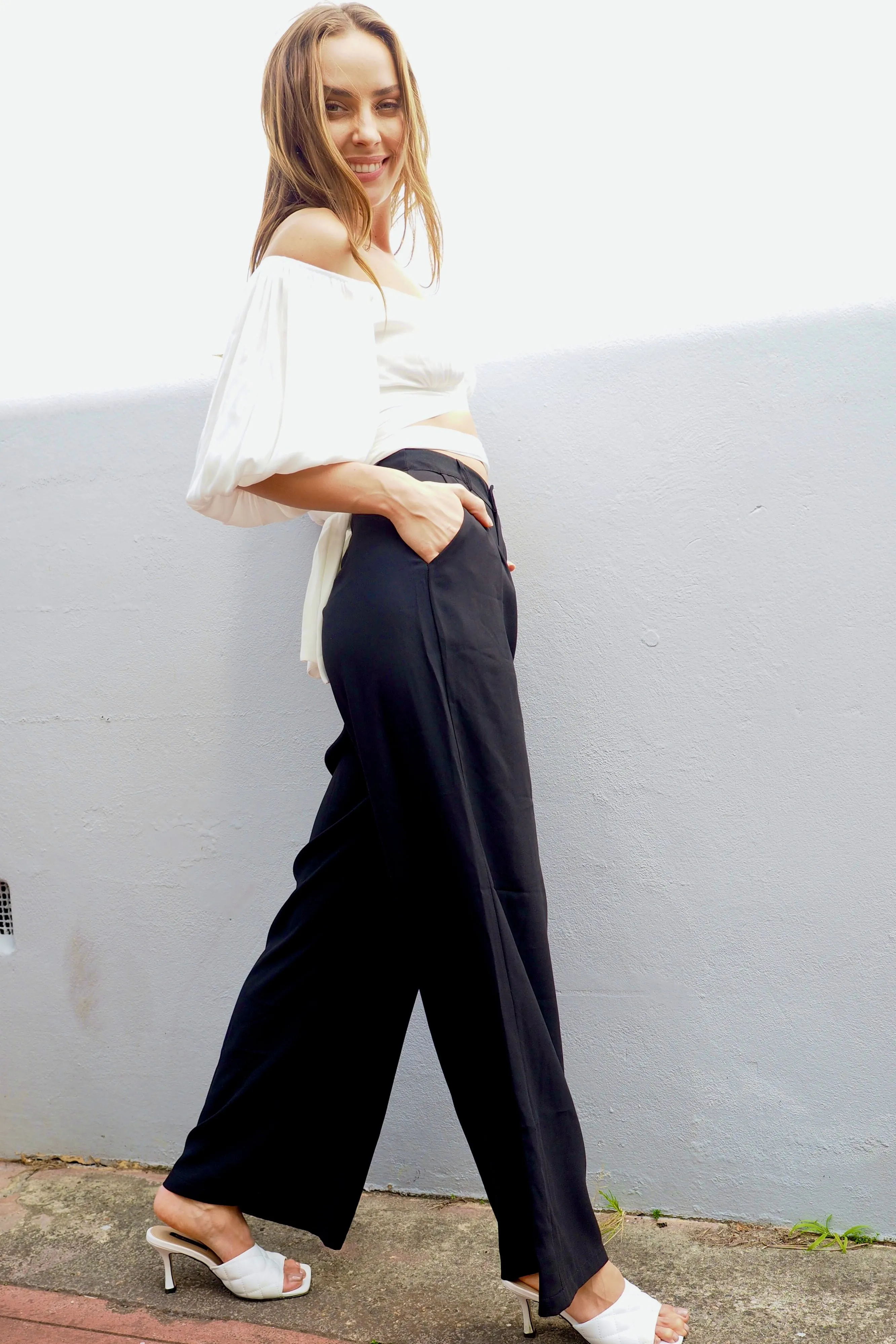 Audrey Wide Leg Pants - Black