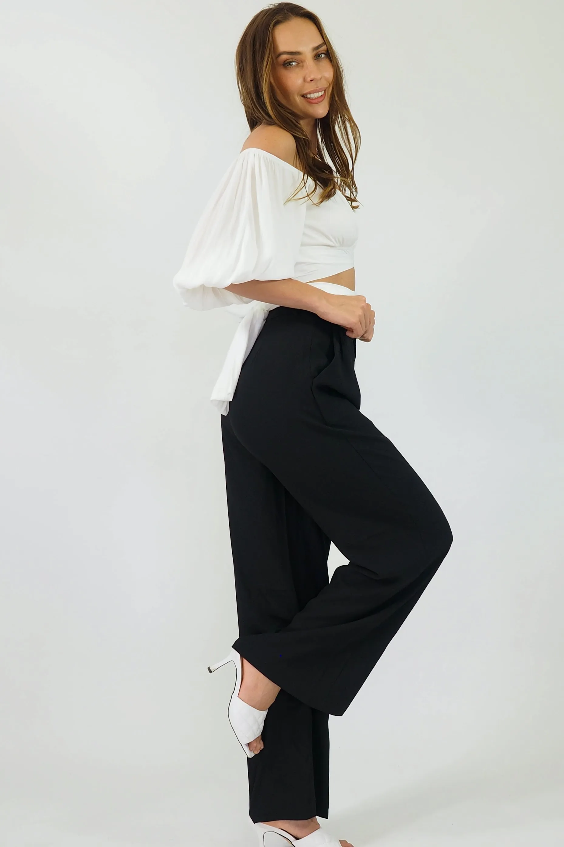 Audrey Wide Leg Pants - Black