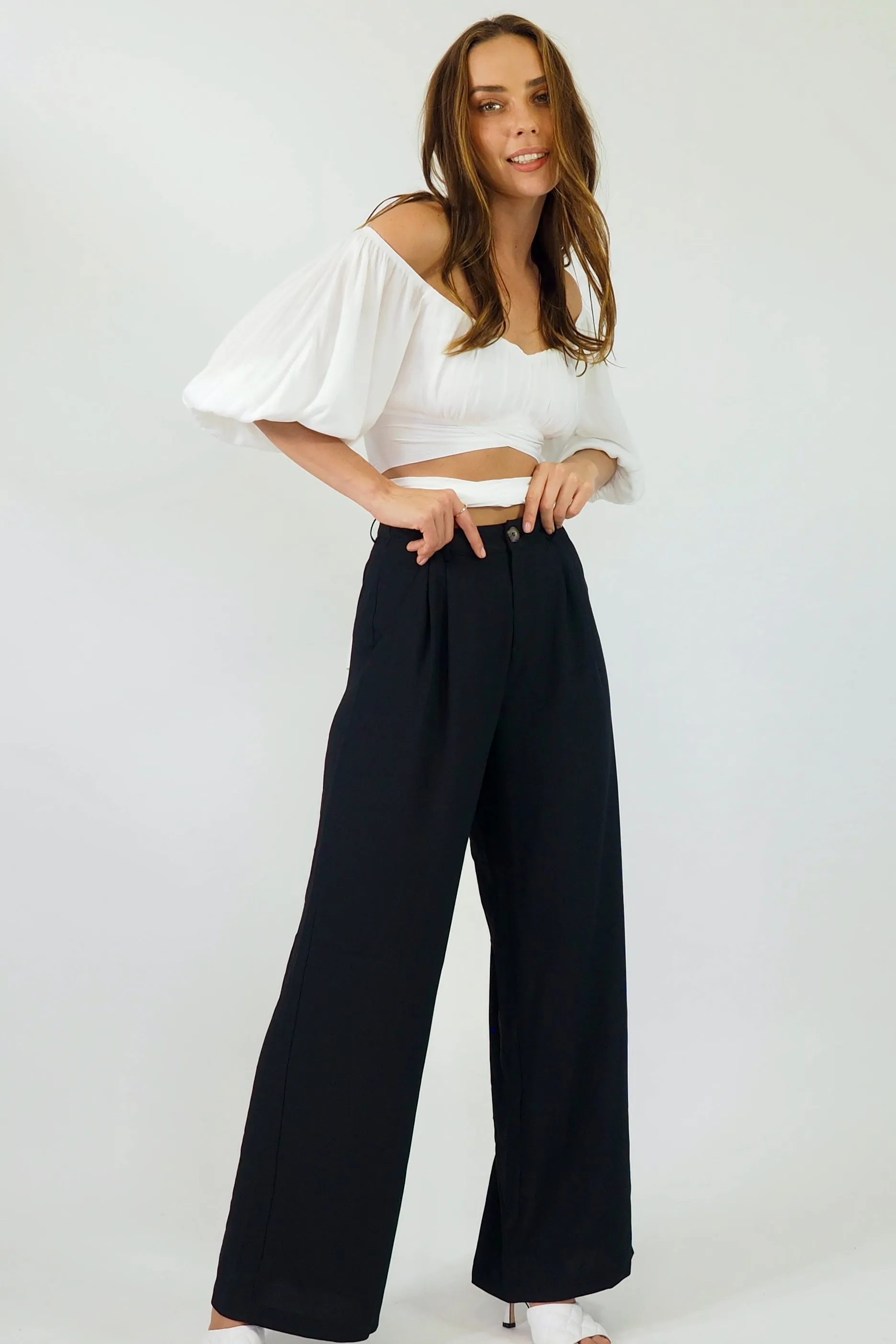 Audrey Wide Leg Pants - Black