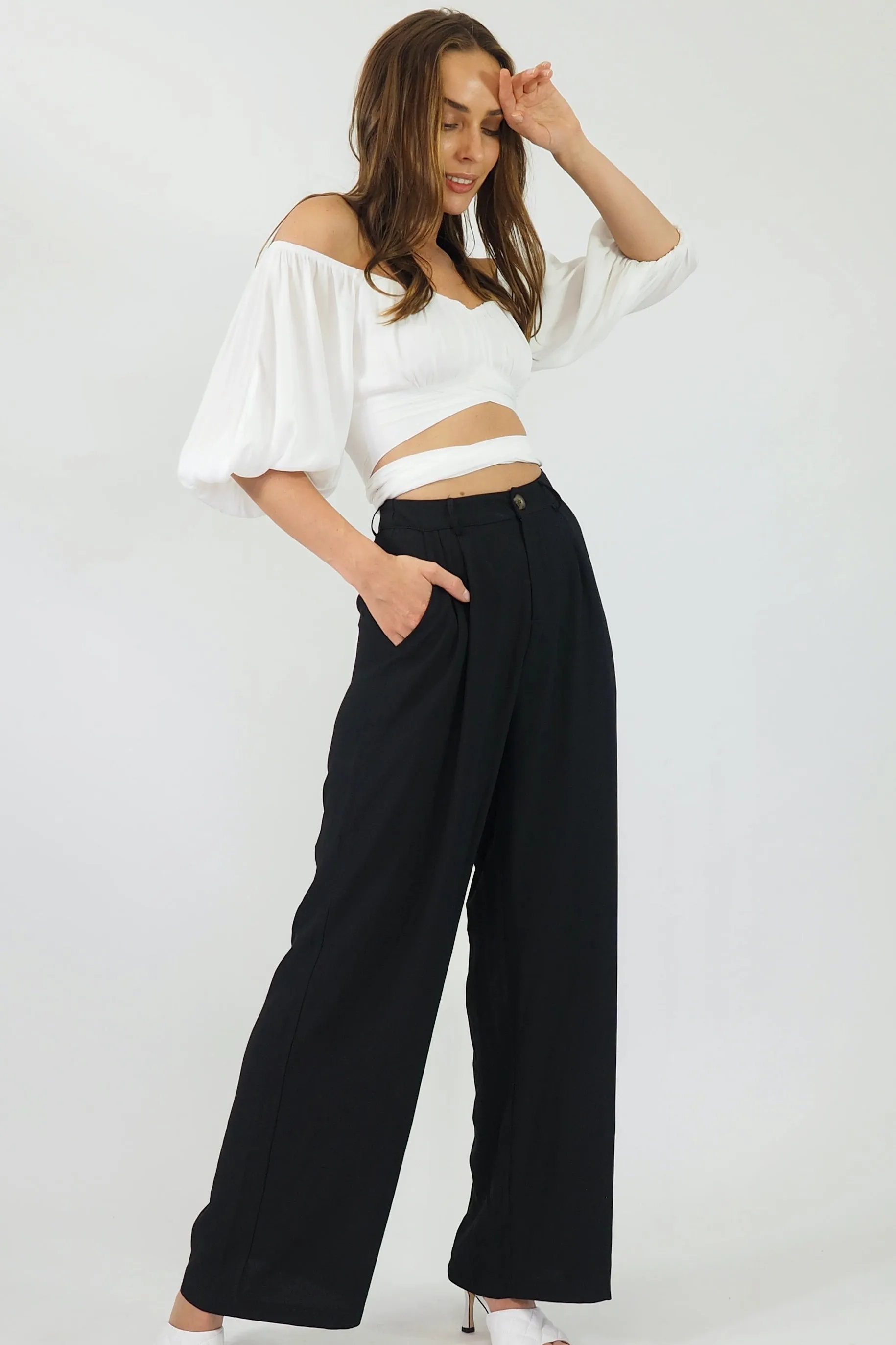 Audrey Wide Leg Pants - Black