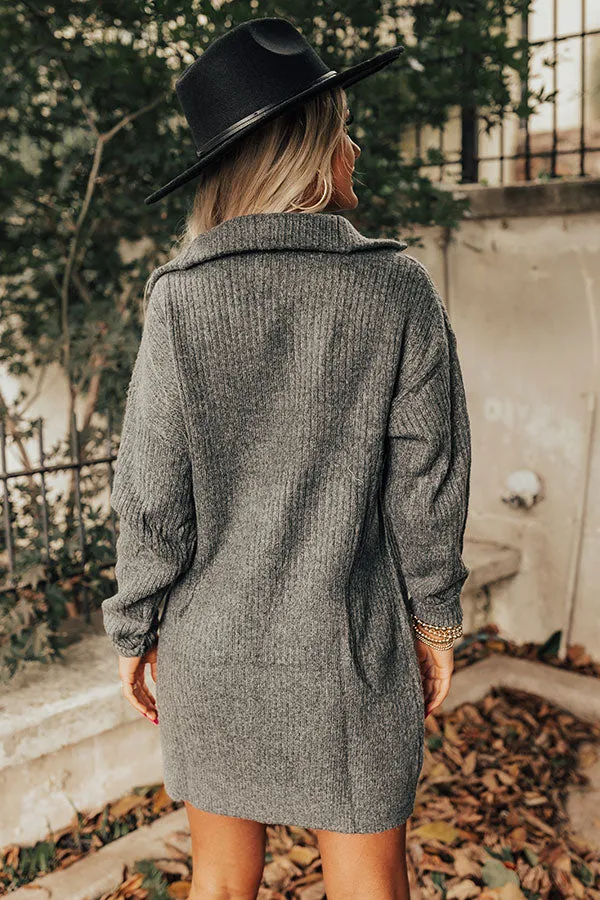 Autumn Event Sweater Dress In Charcoal