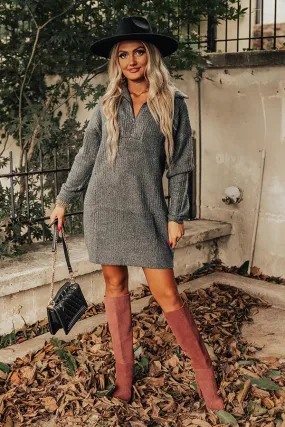 Autumn Event Sweater Dress In Charcoal