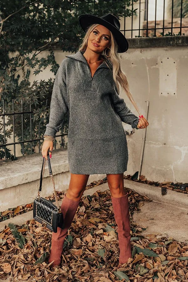 Autumn Event Sweater Dress In Charcoal