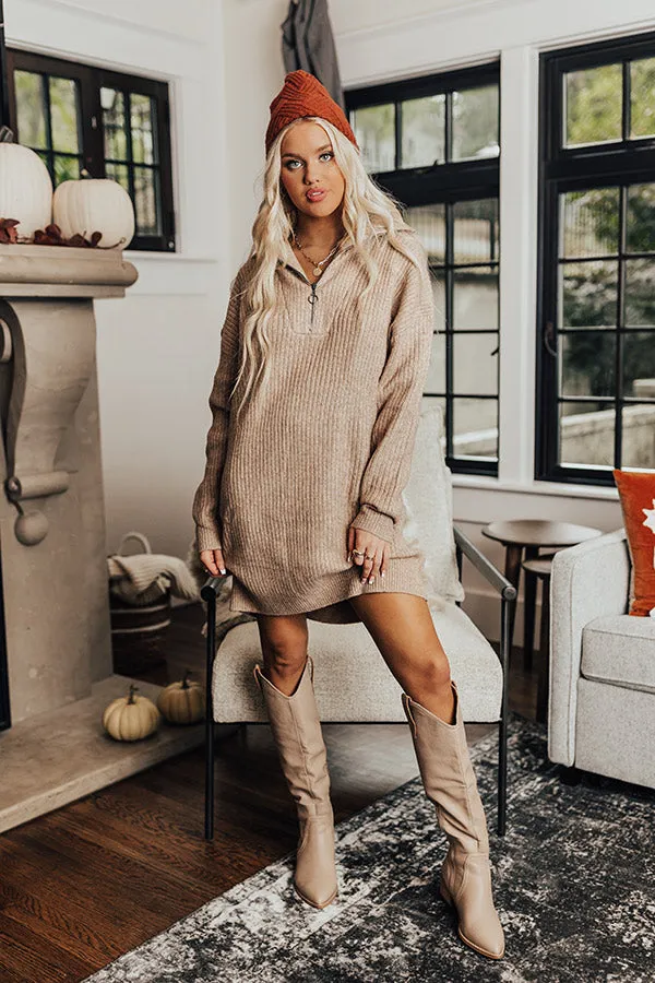 Autumn Event Sweater Dress In Iced Latte