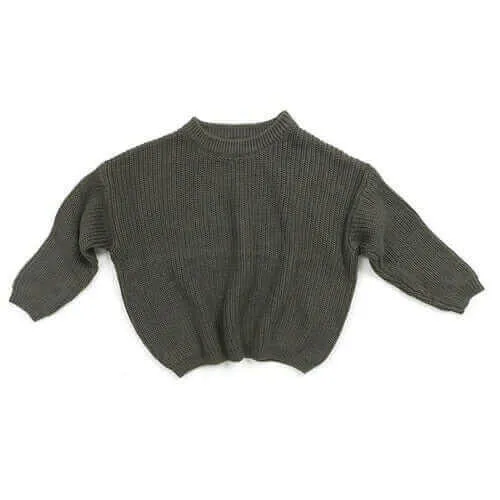 Baby Solid Casual Basic Sweater Crewneck Thick Kids Slouchy Soft Wool