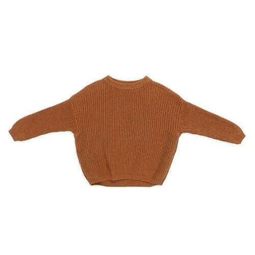 Baby Solid Casual Basic Sweater Crewneck Thick Kids Slouchy Soft Wool