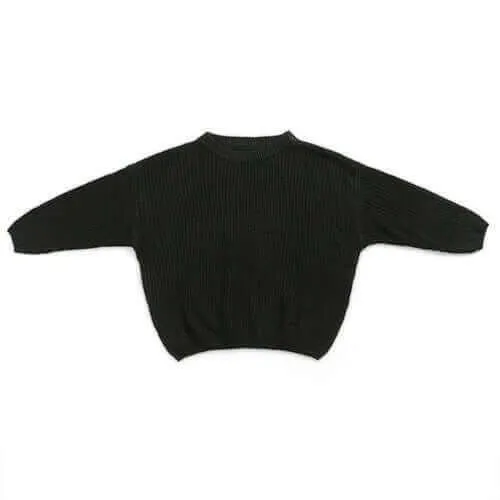 Baby Solid Casual Basic Sweater Crewneck Thick Kids Slouchy Soft Wool