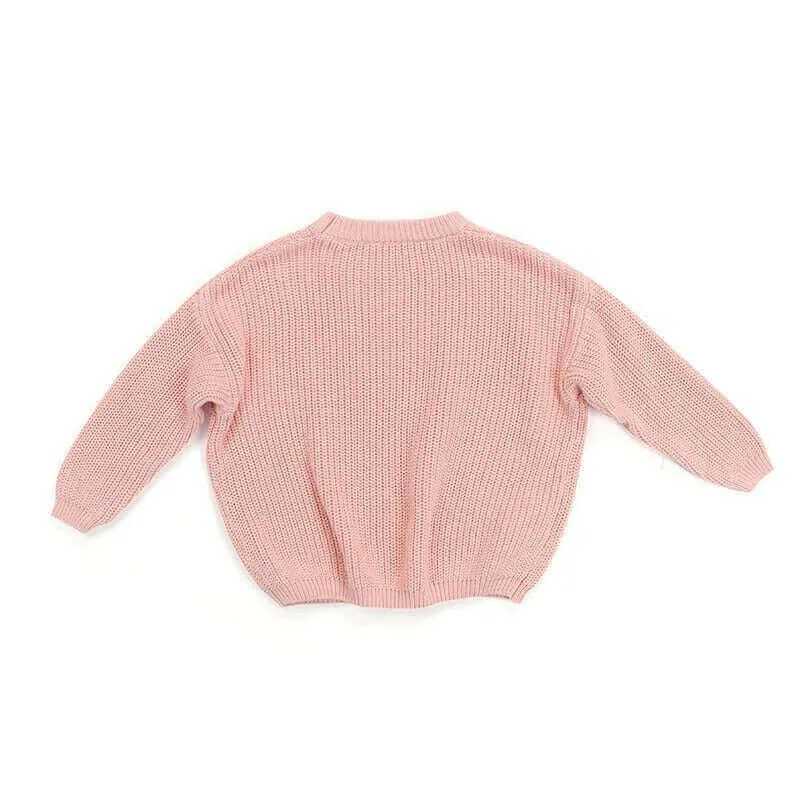 Baby Solid Casual Basic Sweater Crewneck Thick Kids Slouchy Soft Wool