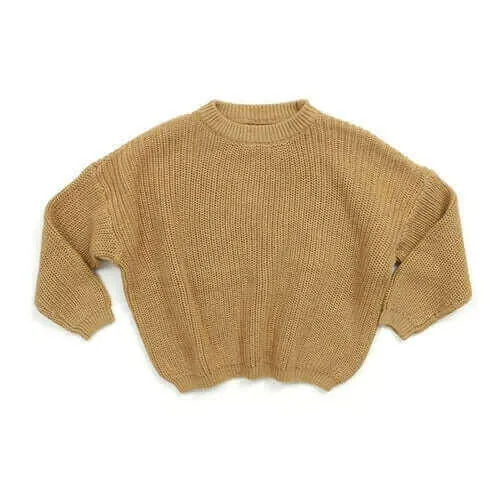 Baby Solid Casual Basic Sweater Crewneck Thick Kids Slouchy Soft Wool