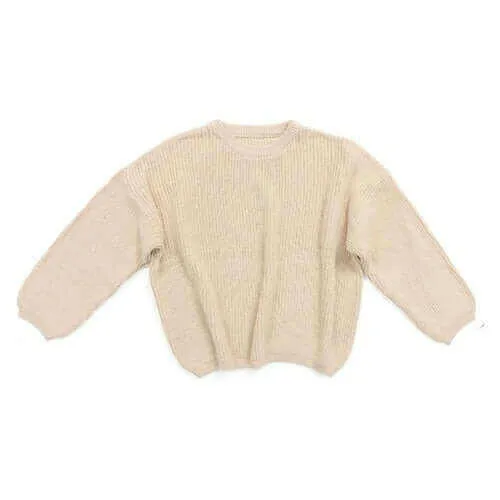 Baby Solid Casual Basic Sweater Crewneck Thick Kids Slouchy Soft Wool