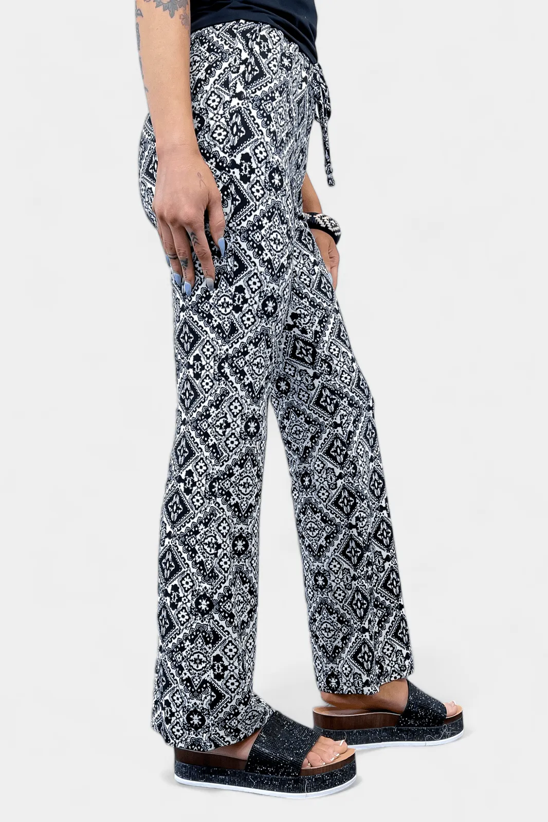 Black & White Straight Leg Pants