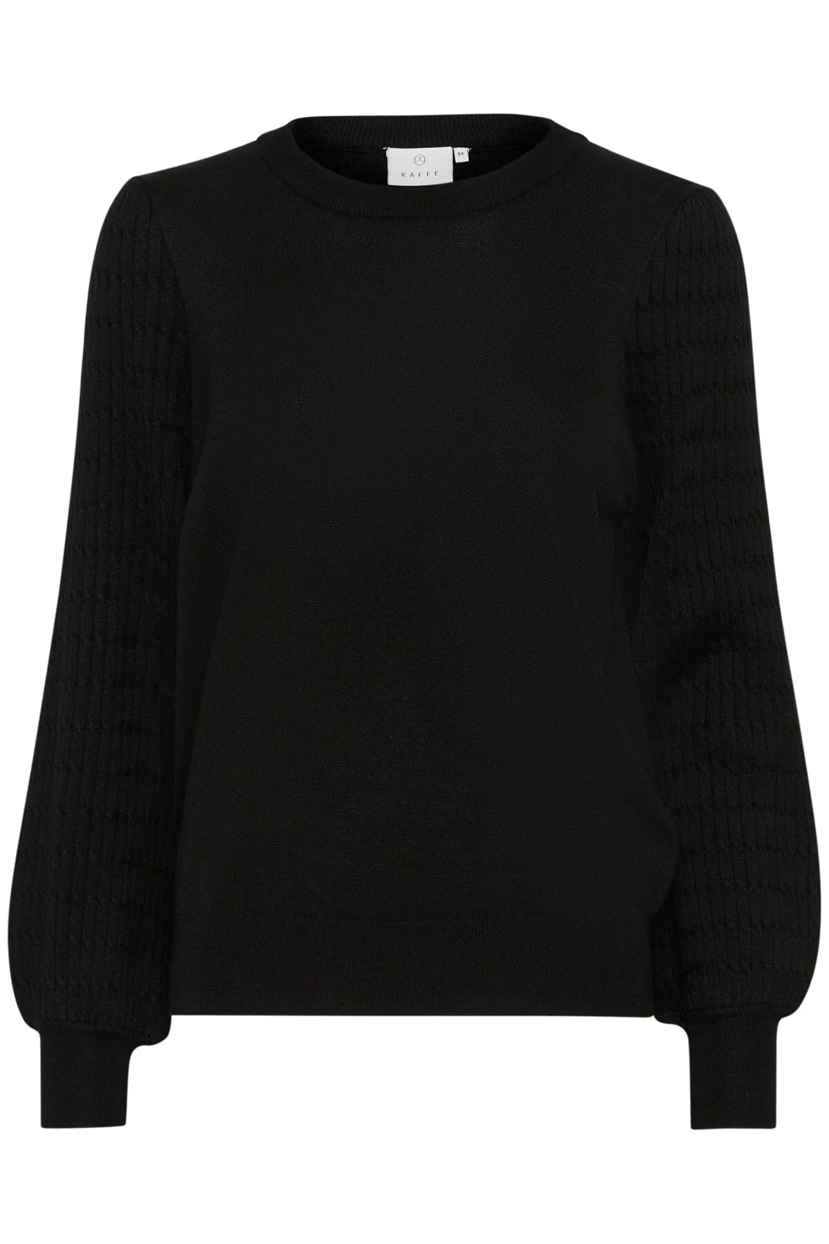 BLACK DETAILED SLEEVE CREW NECK SWEATER