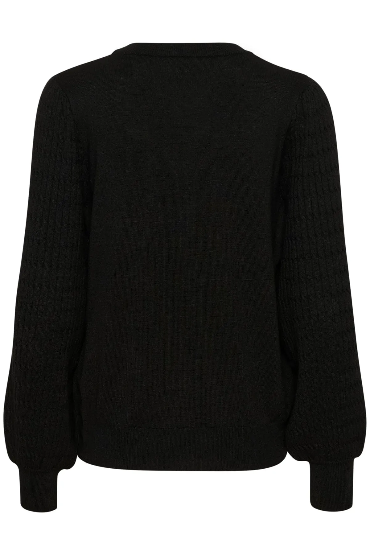 BLACK DETAILED SLEEVE CREW NECK SWEATER