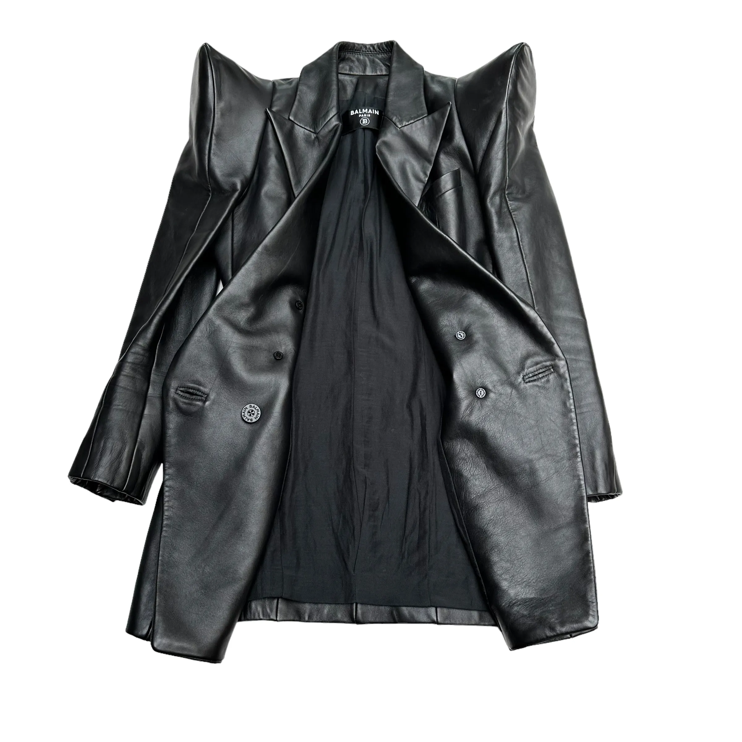 Black Leather Blazer - S