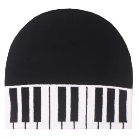 Black White Piano Keys Music Knit Beanie Stocking Cap Winter Hat Band Choir