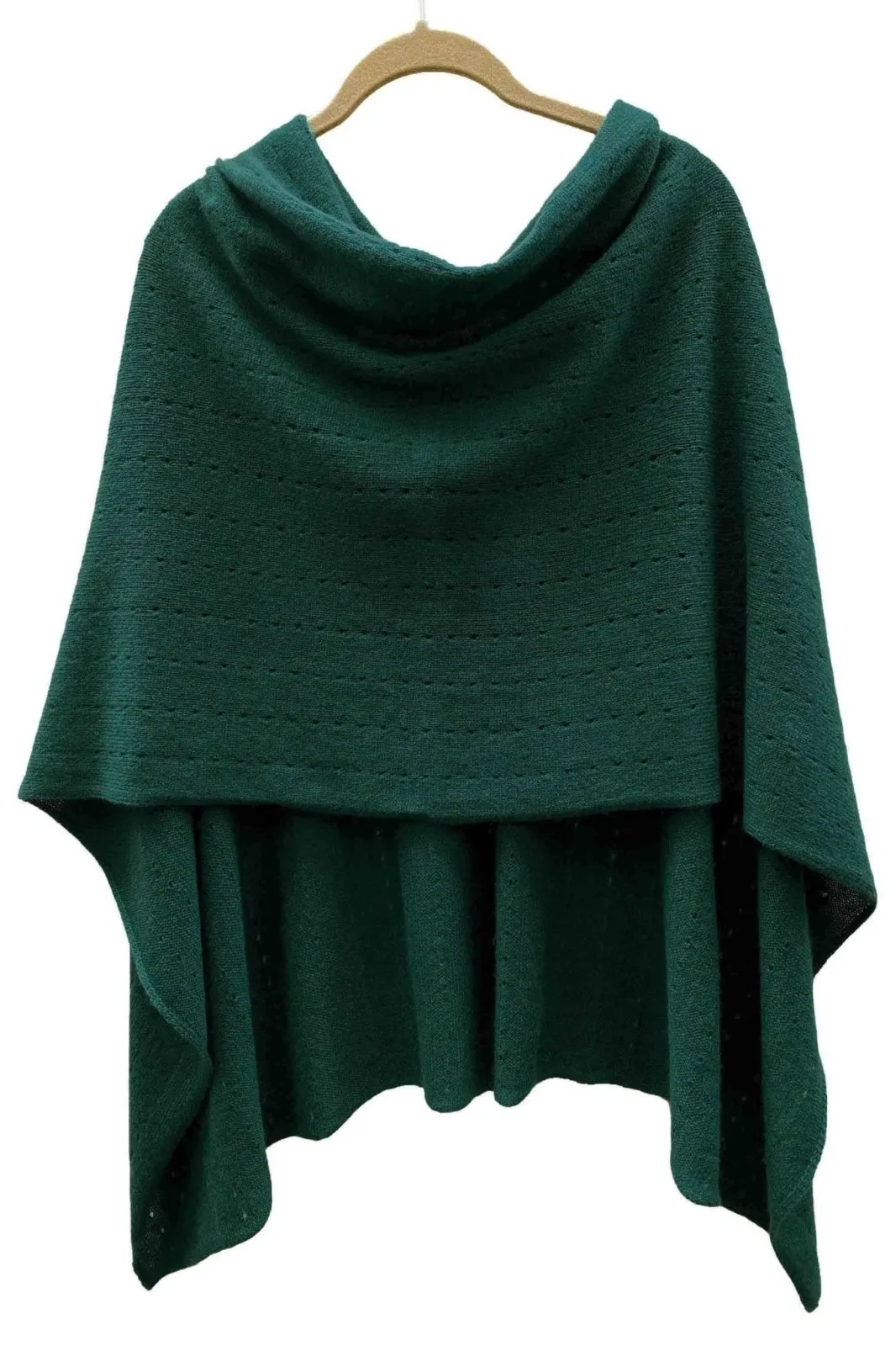 Bottle green cashmere poncho Multiway